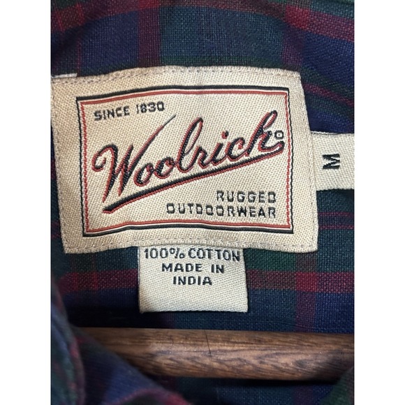 Woolrich Vintage Plaid Flannel Shirt M π₯ 100% Cotton Outdoors Rugged Grunge - Picture 2 of 3